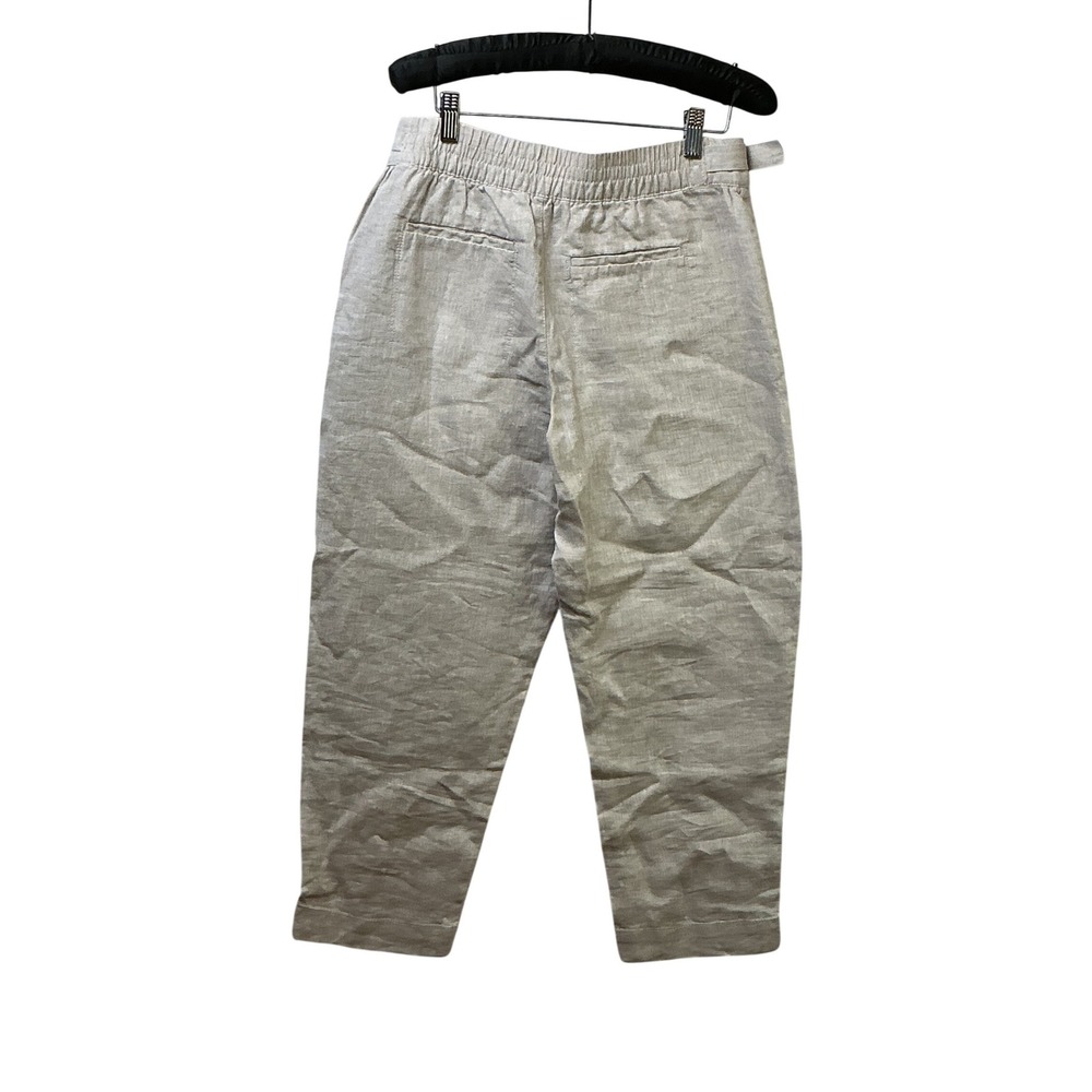 Athleta Linen Side Buckle Pants Beige Oatmeal Petite 6P Relaxed Tapered Ankle - Picture 3 of 15